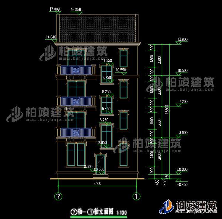 背立面图